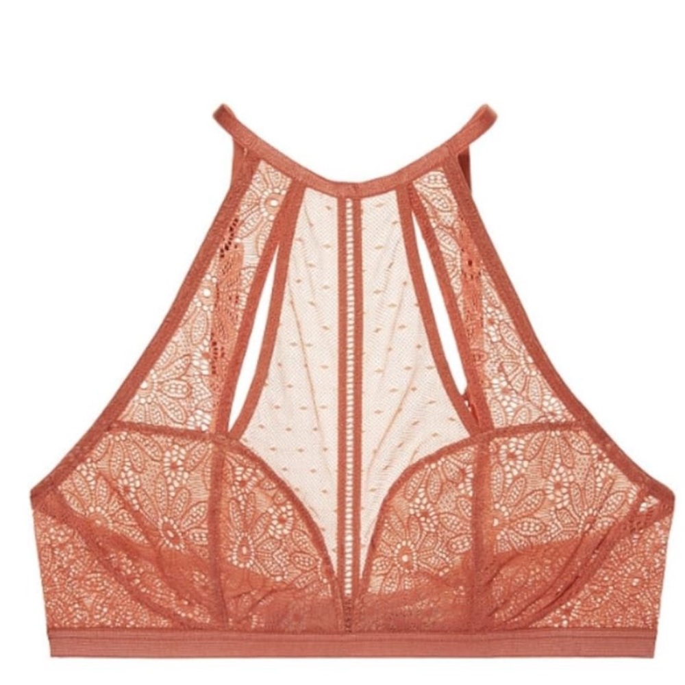 Victoria's Secret Sheer Lace Bralette in Terracotta